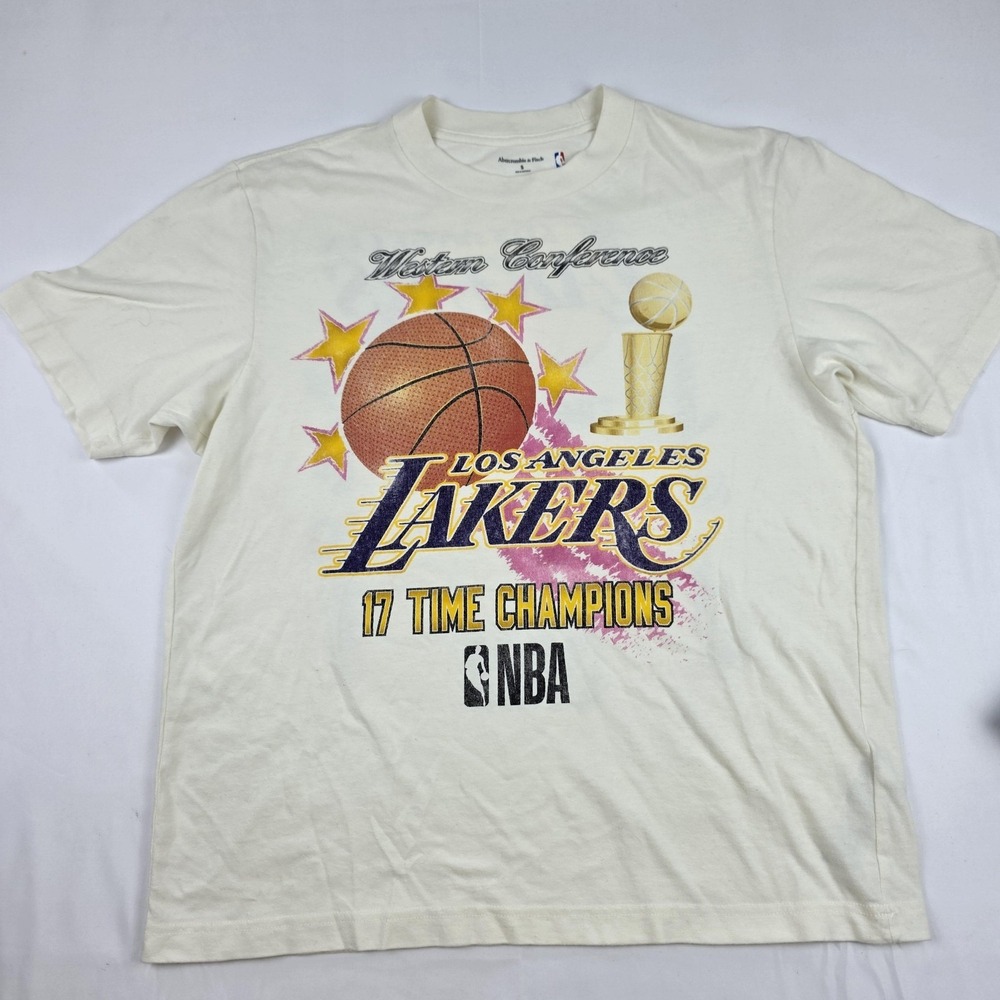 Los Angeles Lakers Shirt Mens Small White NBA Basketball Abercrombie & Fitch